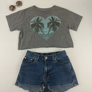 🌴Gray Palm Tree Billabong Crop Top🌴
